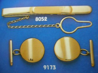 juego gemelos alfiler corbata oro plata